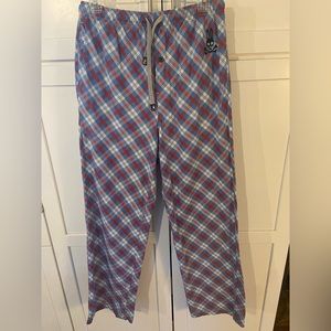 PSYCHO BUNNY Red White Blue Plaid 100% Cotton Lounge Pants Pajamas Sz Medium